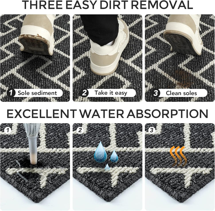 hicorfe Kitchen Rugs and Mats,Kitchen Mats for Floor,20"x48" Non Slip Runner Rug,Absorbent Resist Dirt Comfort Standing Mat Machine Washable for Entryway,Hallway,Front of Sink(Black)
