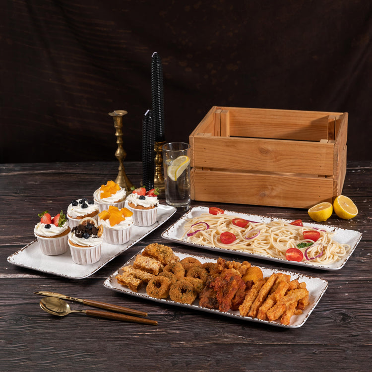 4 Pack 14" x 7" White Serving platter Set (4 Count)