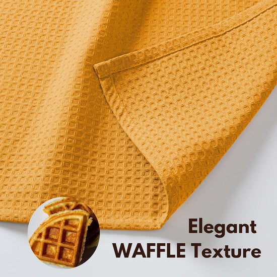 Native Fab Cotton Kitchen Towel with Hanging Loop 16x26 inches, 4-Pack, Waffle Weave Kitchen Towels for Cleaning Drying, Washcloths Soft & Absorbent Cloth Rags, Bar Towel, Dish Cloth, Mustard Yellow - Nestoria