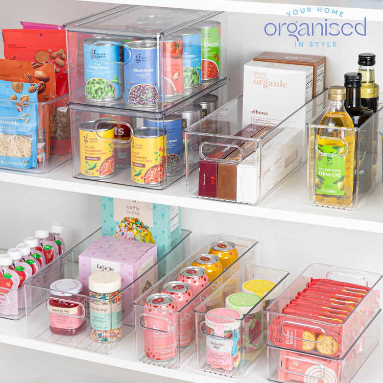 Plastic Food Storage 2 Pack Clear Container Bin with Handles for Organizing Kitchen (2 Count)