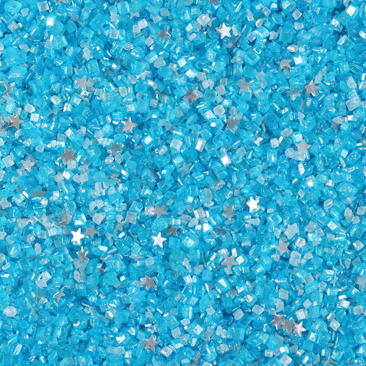 Sanding Sugar Edible Silver Glitter Stars Mix (3.5 Ounce)