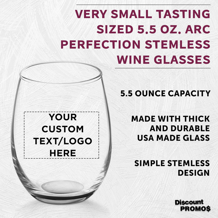 Custom Stemless Wine Glasses by ARC 5.5 oz Set of 12 (100 Count)