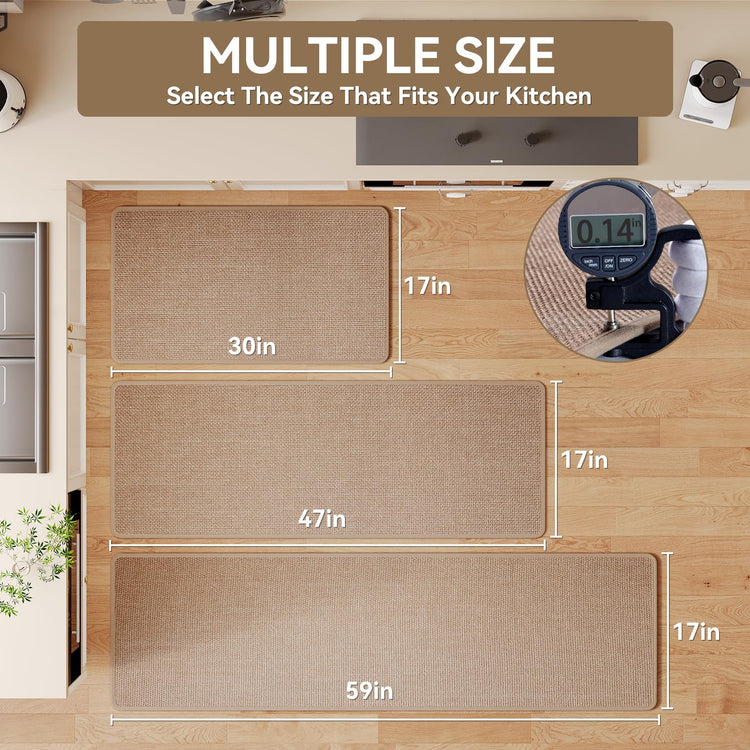 Long Kitchen Runner Rugs Kitchen Mat Non Slip Washable Brown 17"x71"