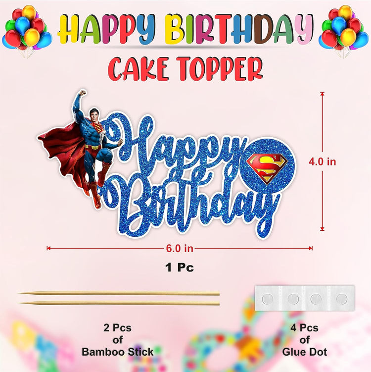 Suprmn Happy Birthday Cake Topper - Birthday Decoration.