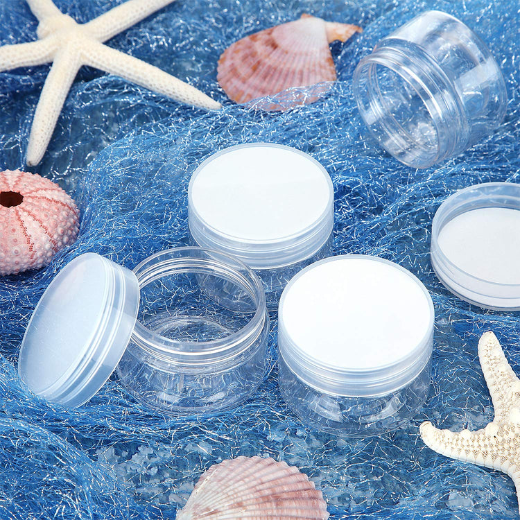 6 Pack 1 oz Plastic Jars Containers with Lids Wide (6 Count)