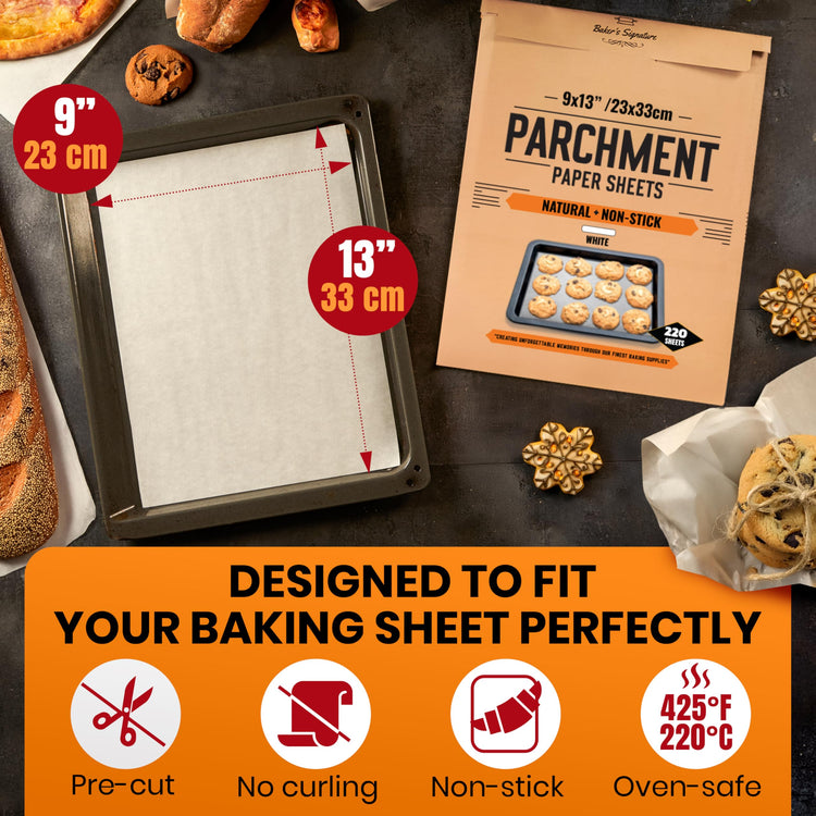 220 Pcs 9x13" Parchment Paper Sheets by Baker's Signature (220 Count)