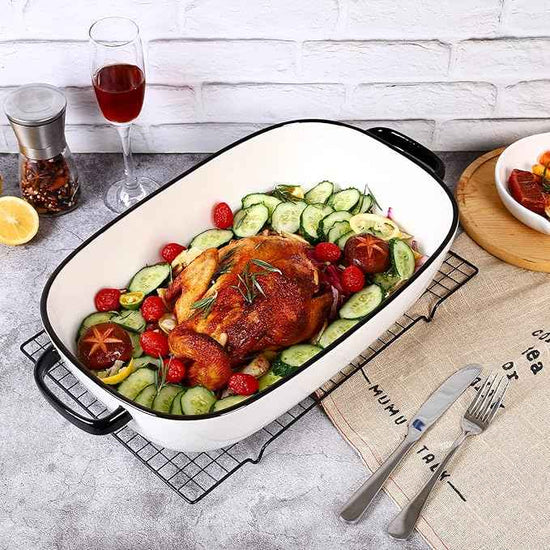 4.5 Quart Ceramic Baking Dish,Serving Bakeware for Casserole,Lasagna,Gratin,Broiling,Roasting,and Baking.Large Deep 14x10x3.11 inches Pan,Safe for Oven Microwave Refrigerator Disinfection Cabinet and