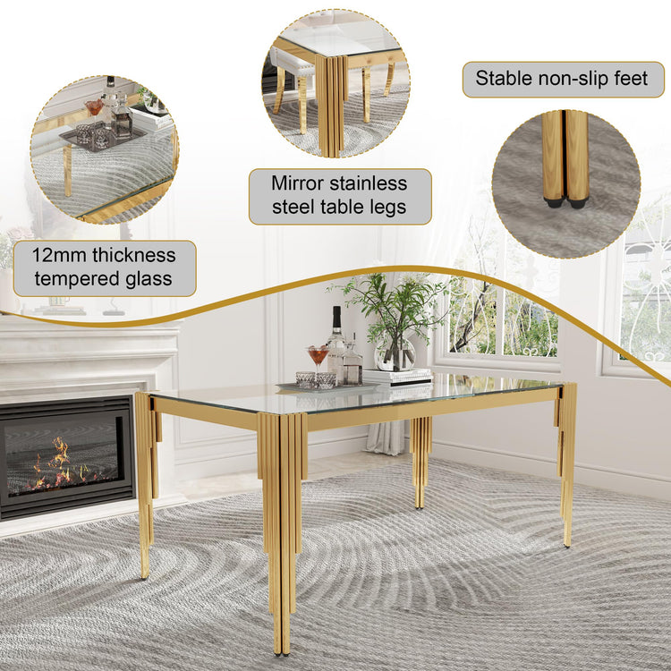 51'' Modern Glass Dining Table for 4 People