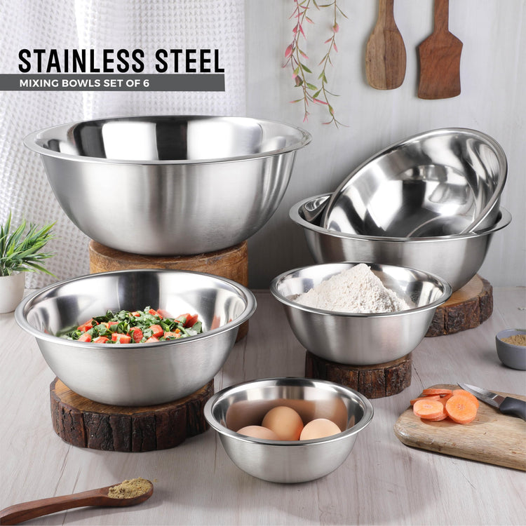 Set of 6 Premium Stainless Steel Mixing Bowls Set (5 Count)