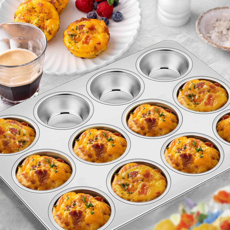 Stainless Steel Muffin Cupcake Pans 12