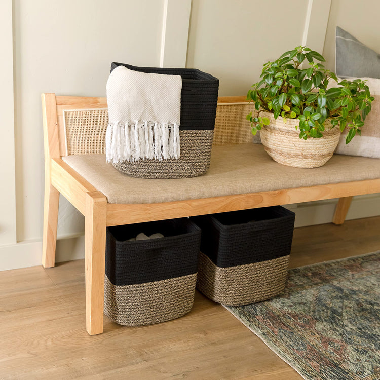 Storage Cubes 11 Inch Cotton Rope Woven Baskets for Organizing (3 Count)