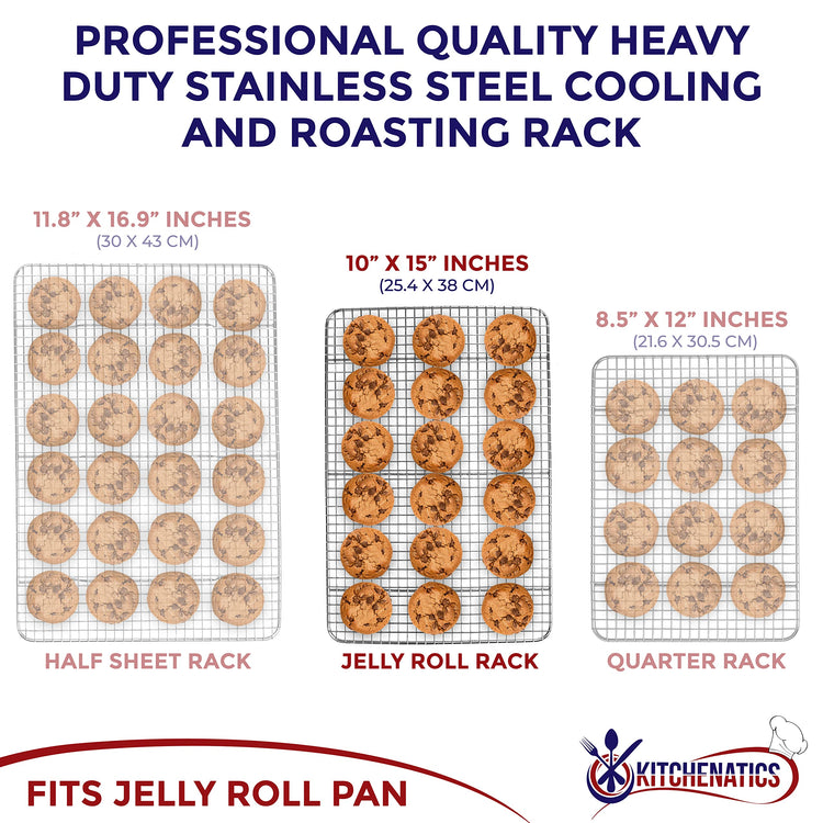Jelly Roll Cooling Rack Stainless Steel Oven Safe 10x15 Inches