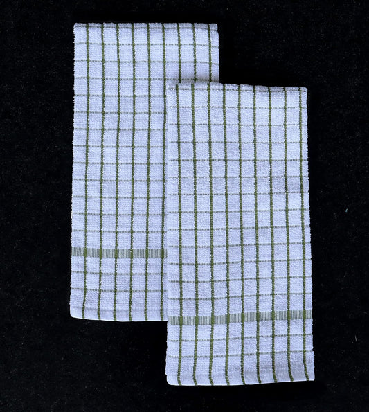 AMOUR INFINI Kitchen Towels Set of 4 - Highly Absorbent, Super Soft Terry Cotton 20x28 Inch Dish Towels with Hanging Loop - Hand & Tea Towels for Cleaning & Drying Dishes (Green) - Nestoria