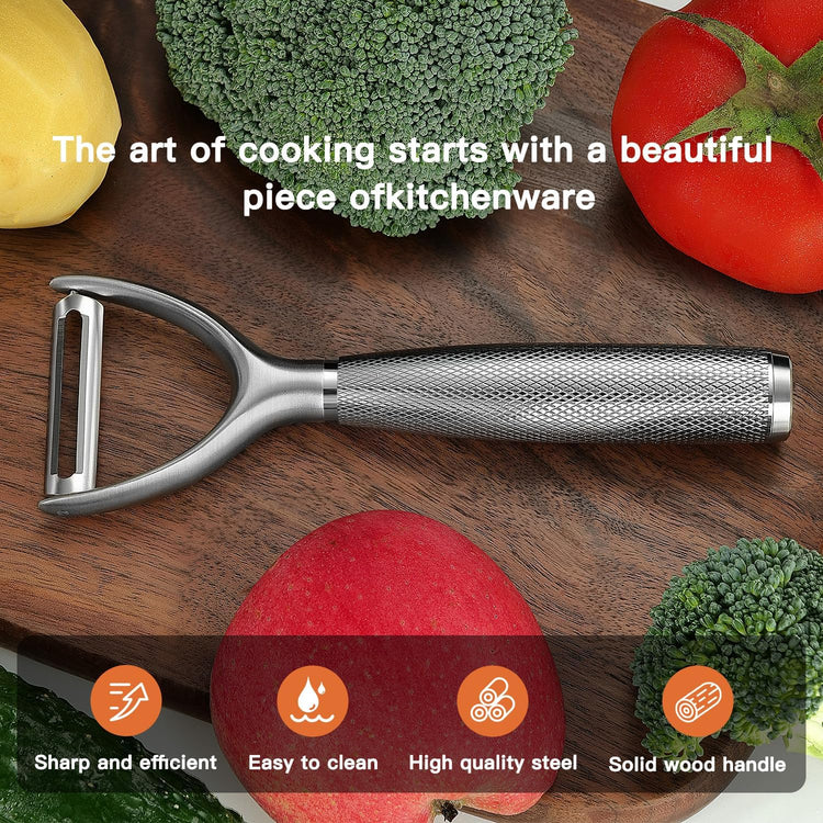 Y-Type Vegetable Peeler, Silver Chrome Finish, 304 Stainless Steel Blade, Ultra Sharp Potato Peeler for Apples, Carrots, Heavy Duty Kitchen Peeler