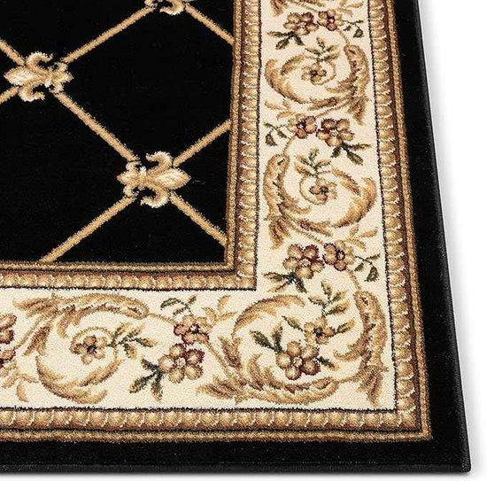 Patrician Trellis Black French European Formal Traditional 3x12 (2'7" x 12') Runner Rug Stain/Fade Resistant Contemporary Floral Thick Soft Plush Hallway Entryway Living Dining Room Area Rug