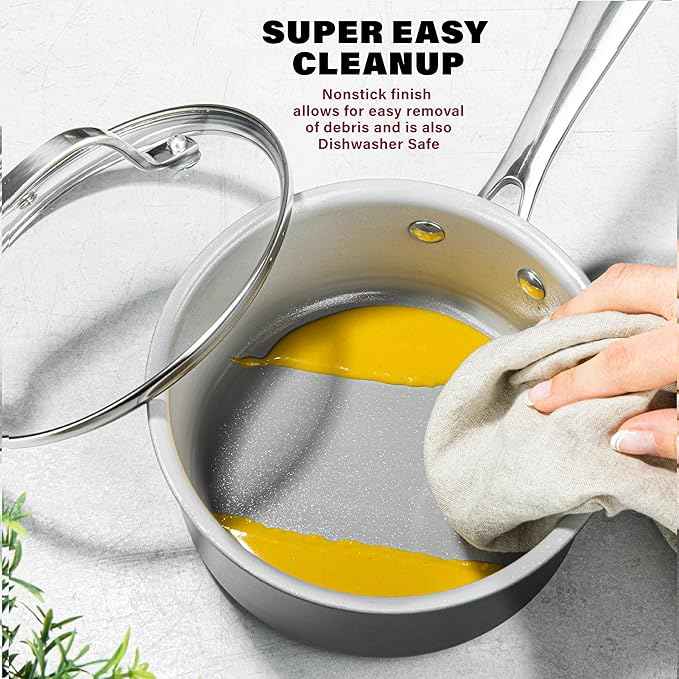 Granitestone Pro 13pcs Pots and Pans Set Non Stick Ceramic Cookware Set with 5 Utensils, Premium Chef Quality Hard Anodized Exterior with Diamond and Mineral Coating, Oven and Dishwasher Safe
