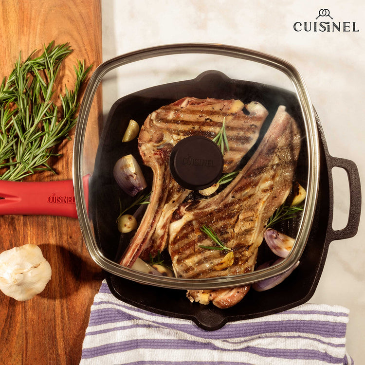 10.5 Inch Square Cast Iron Grill Pan Set
