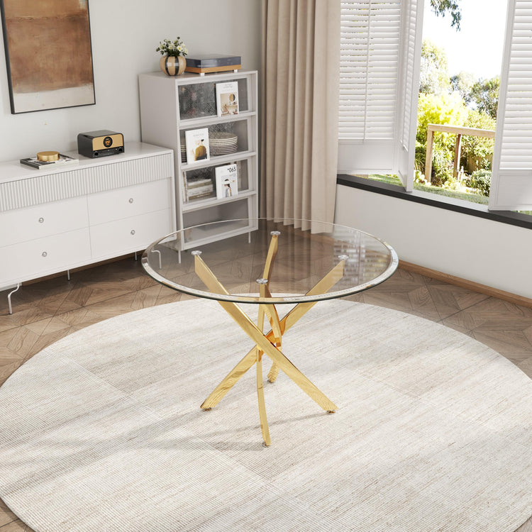 5 Piece Round Glass Dining Table Set