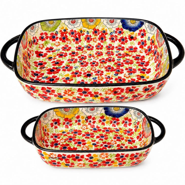 2 Piece Polish Pottery Style Ceramic Baking Dish Set (2 Count)