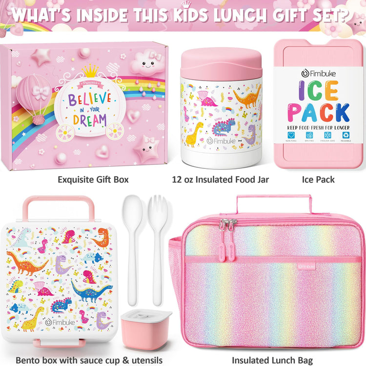 Kids Bento Snack Lunch Box with Thermo Insulated Toddler Lunch Bag