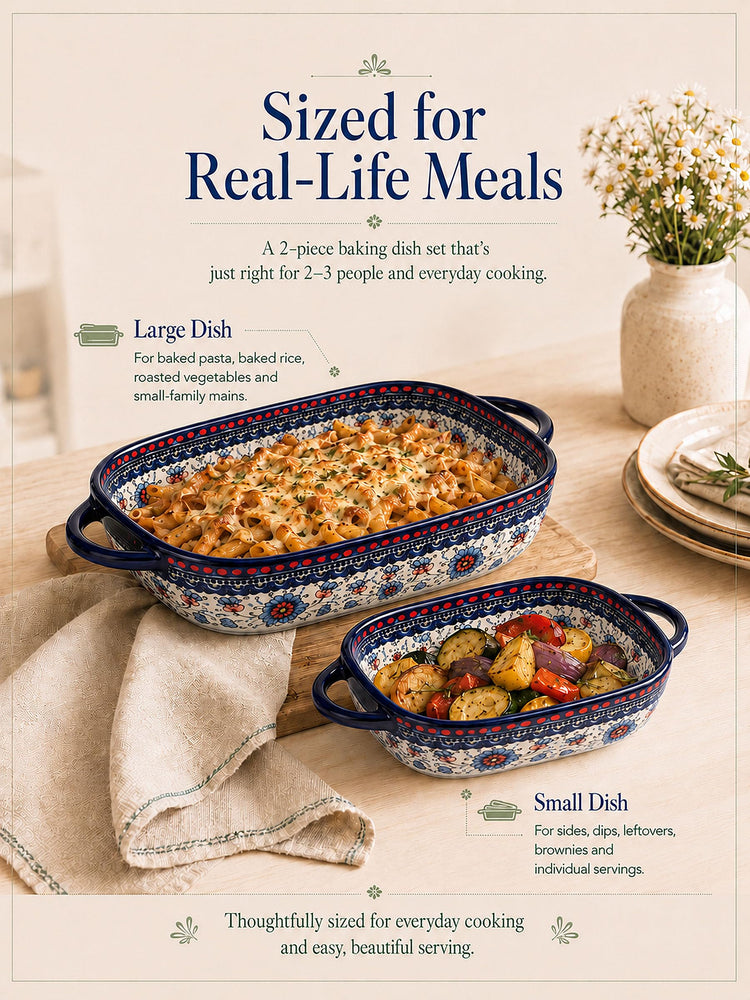 2 Piece Polish Pottery Style Ceramic Baking Dish Set (2 Count)