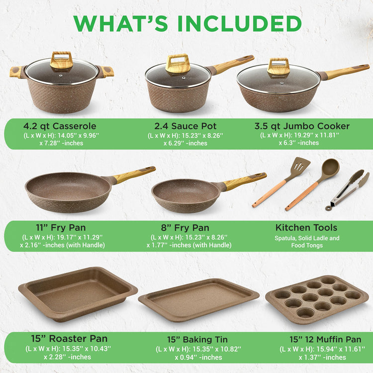 22‑Piece Non‑Stick Ceramic Pots and Pans Set