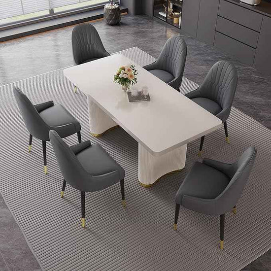 AF ARTISAN FURNITURE Grey Dining Chairs Set of 2 with High Backs Mid Century Modern Kitchen Dining Room Chairs PU Faux Leather Upholstered Large Padded Accent Chair with Legs