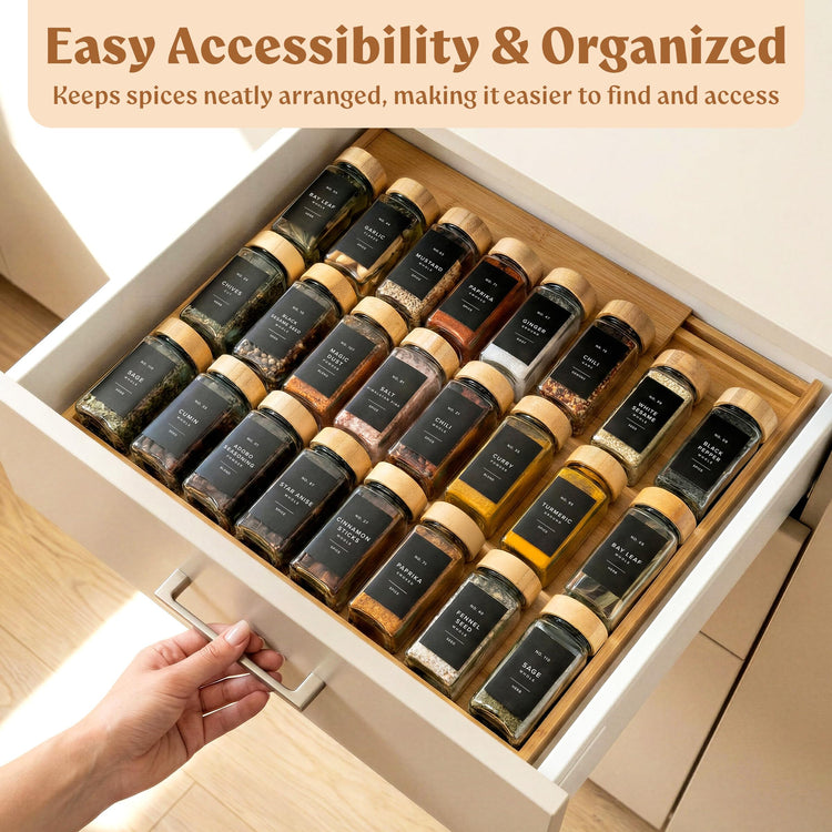 Bamboo Spice Drawer Organizer