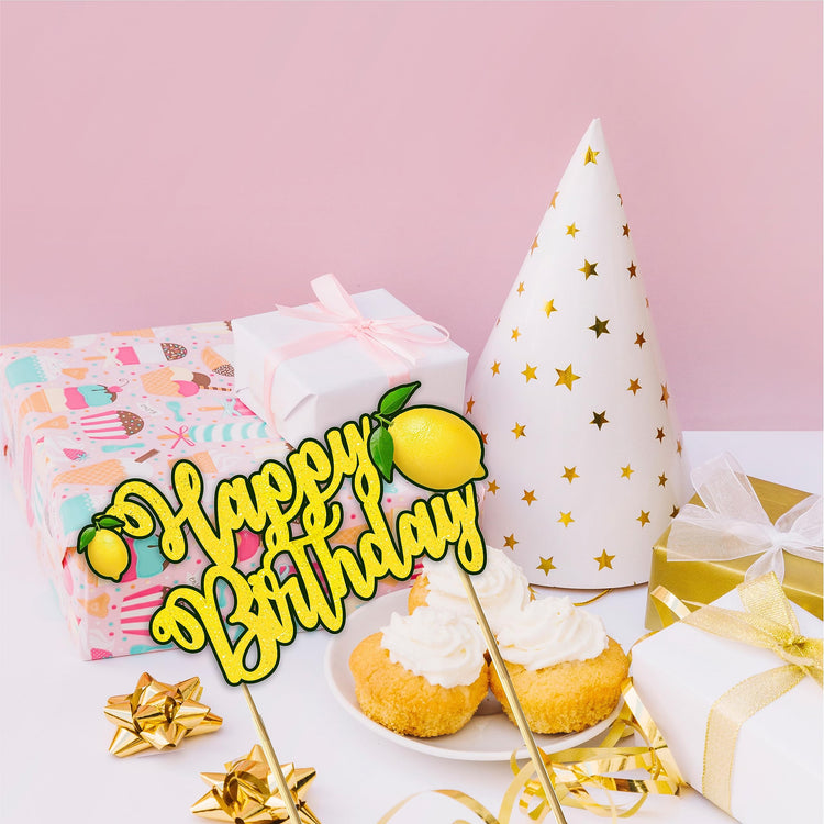 Lemon Happy Birthday Cake Topper