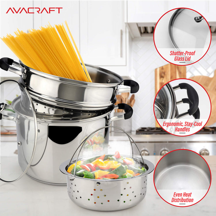 7 Quart 18 10 Stainless Steel 4 Piece Pasta Pot Set