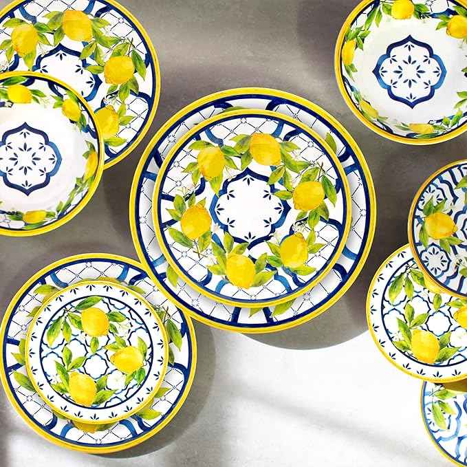 Le Cadeaux 16 Piece Luxury Melamine Dinnerware Set, Service for 4 (Palermo)