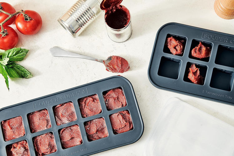 Souper Cubes 2 Tbsp. Silicone Freezer Molds - Perfect for Storing Garlic, Herbs, Ginger, Pesto, Tomato Paste, Lemon Juice, Purees and More - Silicone Baby Food Freezer Tray - Charcoal – 1-Pack