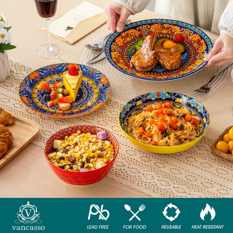 24 Pieces Plates and Bowls Set (24 Count)