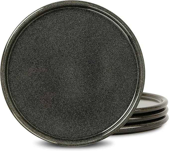 Stone Lain Eden 4-Piece Dinner Plate Set Stoneware, Charcoal Grey