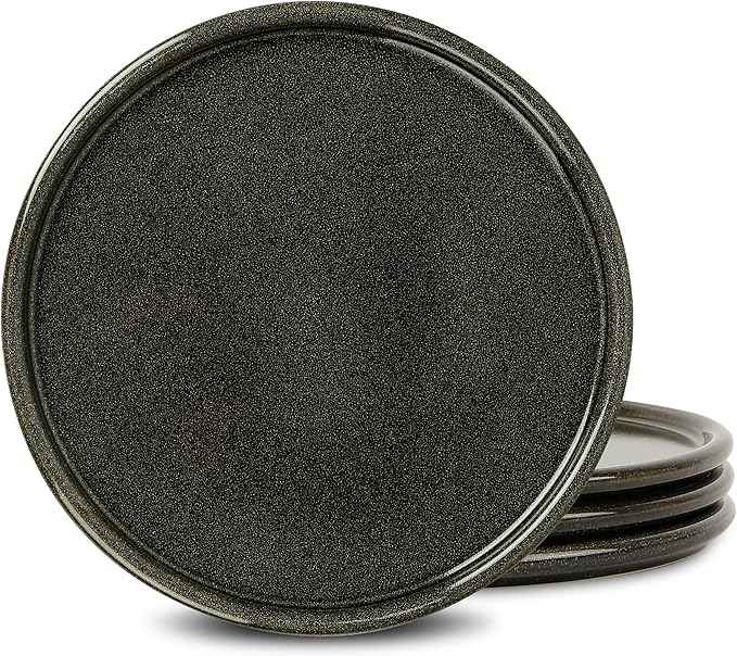 Stone Lain Eden 4-Piece Dinner Plate Set Stoneware, Charcoal Grey