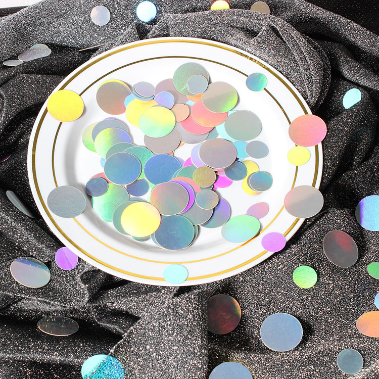 400PC Circle Dots Iridescent Confetti for Birthday Decorations Round Table Scatter for Wedding Baby Shower Bachelorette Bridal Shower Party Supplies (400 Count)