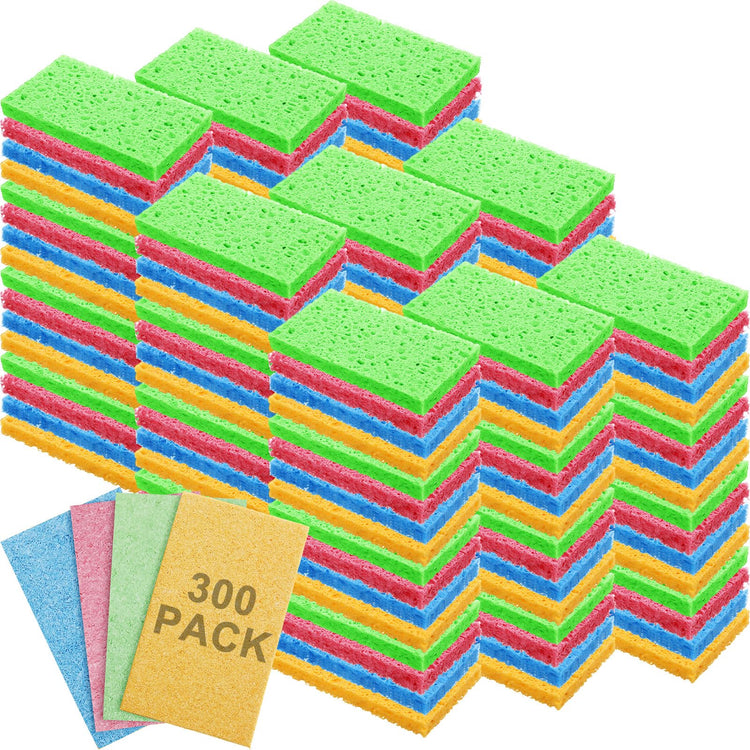300 Pieces Compressed Wood Pulp Dish Sponges for Kitchen (300 Count)