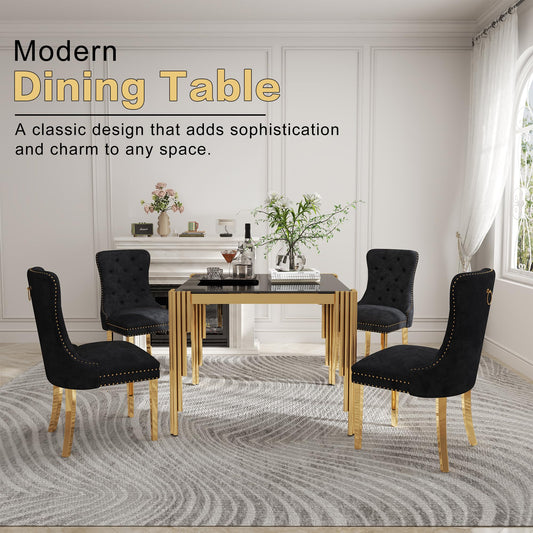 35'' Modern Square Glass Dining Table for 4 People