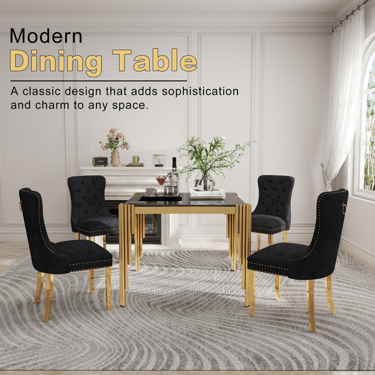 35'' Modern Square Glass Dining Table for 4 People