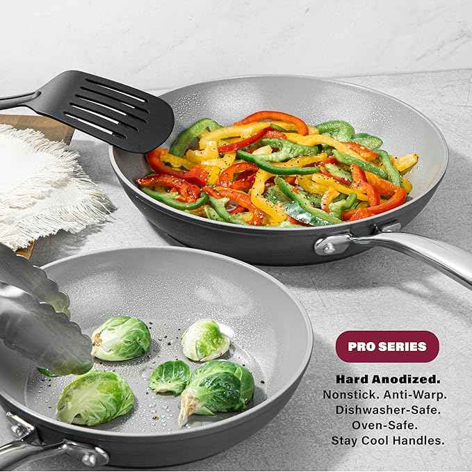 Granitestone Pro 13pcs Pots and Pans Set Non Stick Ceramic Cookware Set with 5 Utensils, Premium Chef Quality Hard Anodized Exterior with Diamond and Mineral Coating, Oven and Dishwasher Safe