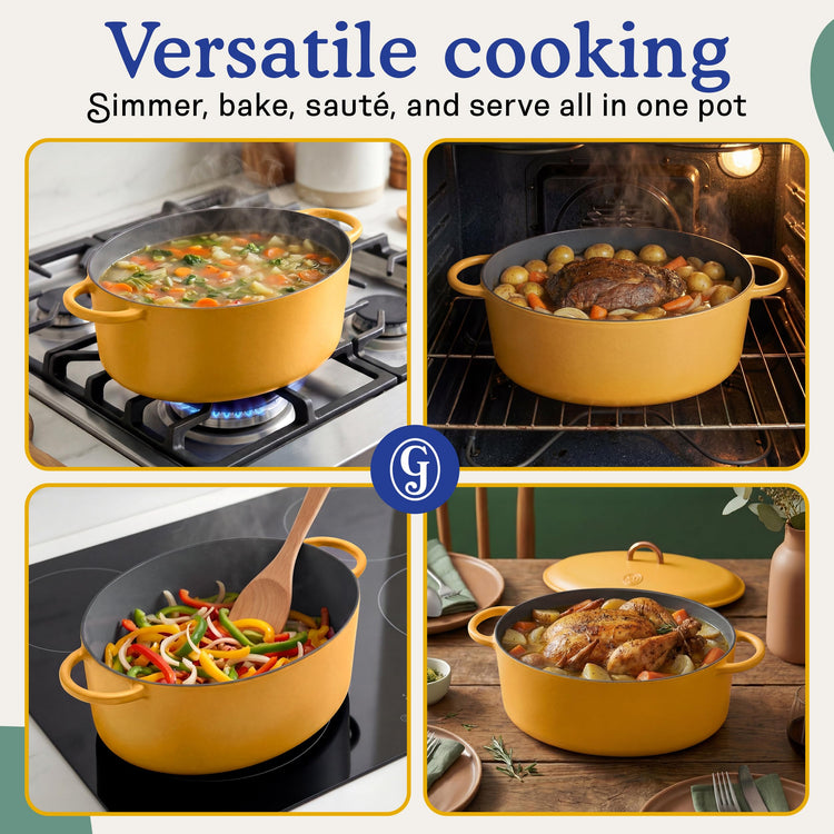 6.75 Quart Enameled Cast Iron Dutch Oven Pot w