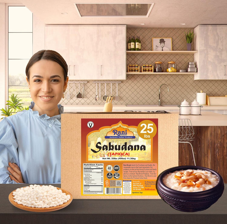 Rani Sabudana (Tapioca/Sago) Pearls 400oz (25lbs) 11.36kg Bulk Box ~ All Natural | Vegan | No Colors | NON-GMO | Indian Origin - Nestoria