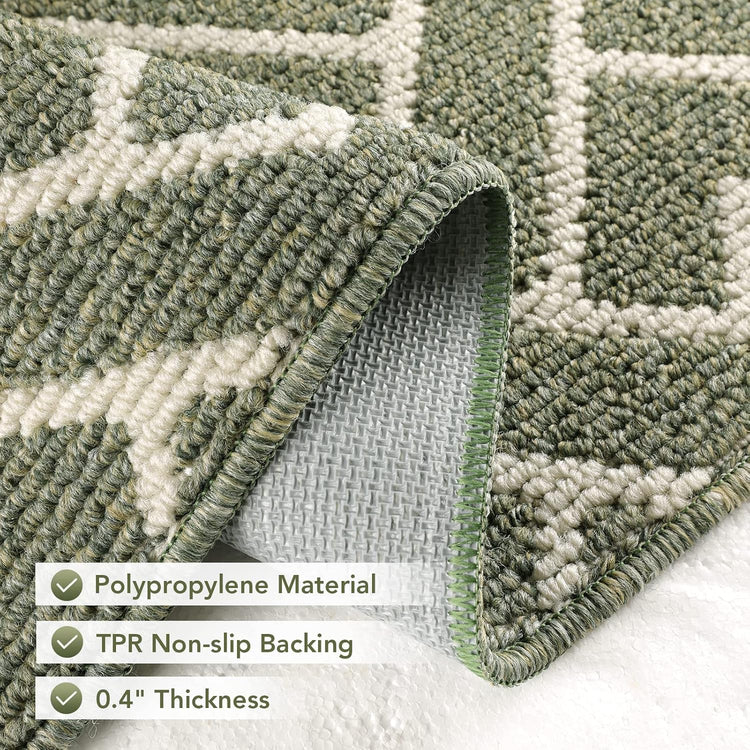 hicorfe Kitchen Rugs and Mats Sets,Super Absorbent Polypropylene Non-Slip Rug,Soft Comfort Floor Mat,Washable for Kitchen,Hallway,Office,Sink,Laundry(24" x 35",Green)