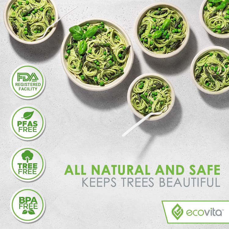 100% Compostable Paper Bowls [32 oz.] – 150 Disposable Bowls Eco Friendly Sturdy Tree Free Liquid and Heat Resistant Alternative to Plastic or Paper Bowls
