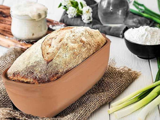 Eurita Clay Roaster, Non-Stick Bread Pan & Lid, Healthy Clay Pot Cooking, With Free Recipe Guide, 2 Quarts