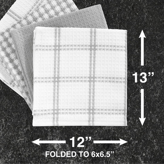 T-fal Premium Waffle Dish Cloths: Highly Absorbent, Super Soft Long Lasting - 100% Cotton, 12"x13" Towel for Cleaning & Drying, (8-Pack), Gray - Nestoria