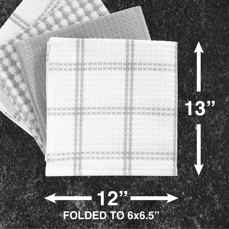 T-fal Premium Waffle Dish Cloths: Highly Absorbent, Super Soft Long Lasting - 100% Cotton, 12"x13" Towel for Cleaning & Drying, (8-Pack), Gray - Nestoria