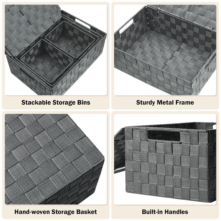 Storage Baskets with Lids (5 Count)