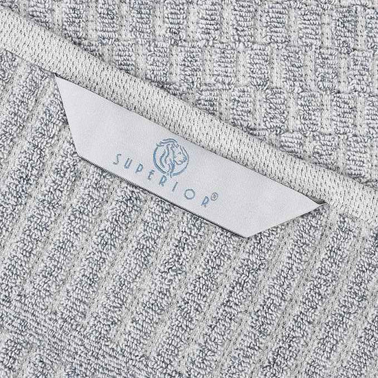 Superior Juno Viscose Cotton Blend Medium Weight Towels, for Bathroom, Shower, Spa, Plush, Quick Dry, Ultra-Soft Towels, Bath Essentials, Border Detail, 6 Piece Assorted Towel Set, Denim Blue