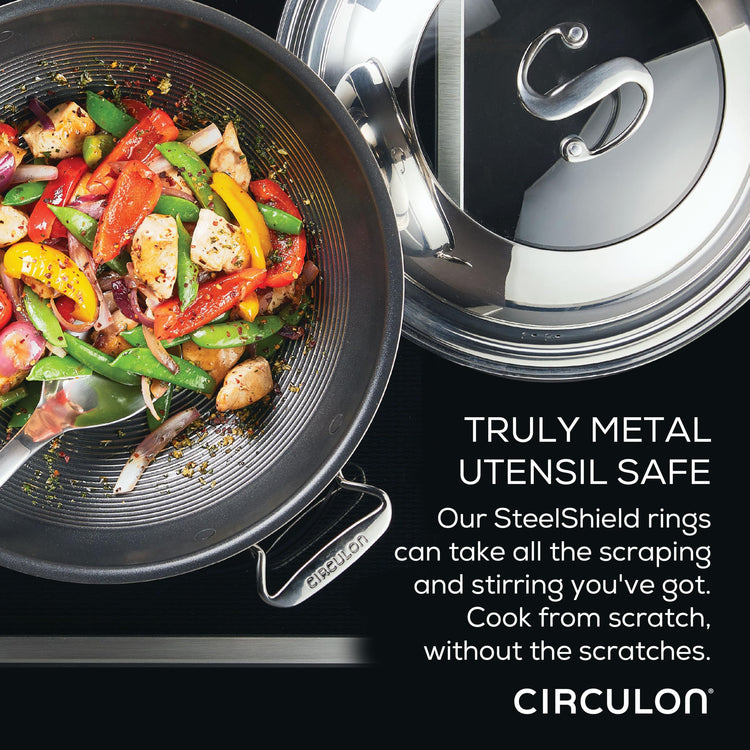 Clad Stainless Steel Induction Frying Pan and Wok Set with Hybrid SteelShield and Nonstick Technology (4 Count)
